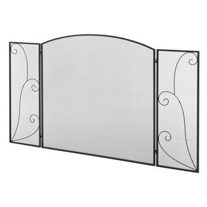 HOMCOM Kamingitter, Kaminschutzgitter mit 3 Paneelen, Klappbares Funkenschutzgitter, Ofenschutzgitter für Wohnzimmer, Metall, Schwarz 132,5 x 76,5cm