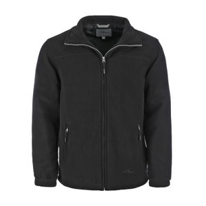 Blue Wave Herren Fleecejacke Knut mit Futter - Strickfleecejacke mit Stehkragen und Reißverschluss in Schwarz Größe L