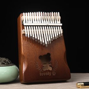 MAJA DESIGN 17 Tasten Kalimba, niedliche Bärenform, tragbares Musikinstrument/Fingerpiano, mit Lernführer und Stimmhammer, braun