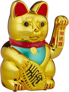 relaxdays XL Winkekatze gold