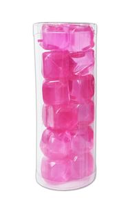 18x EISWÜRFEL Kunststoff wiederverwendbar Kühlsteine Eis Cube Würfel Whiskysteine Whisky Steine Stones Wein Sekt Kühler 67 (Pink)