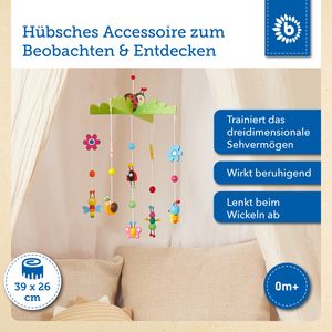 Bieco 3D Baby Mobile Ø ca. 26 cm | Edition Käferchen aus Holz | Mobile Baby Mädchen/Mobile Baby Junge