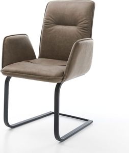 DELIFE Freischwinger Vinja-Flex Mikrofaser Taupe Vintage Freischwinger flach Schwarz