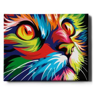 Oh Art! – Malen nach Zahlen Set Katze – 40x50cm, mit Holzrahmen und Pinseln DIY