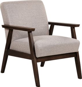 BELIANI Fotel beżowoszary tapicerowany poliestrem drewniana rama i podłokietniki retro design do salonu