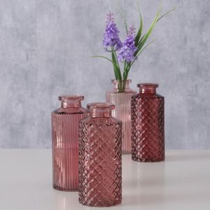 Boltze 2031373, Vase mit runder Form, Glas, Rose, Glänzend, Modern, Indoor