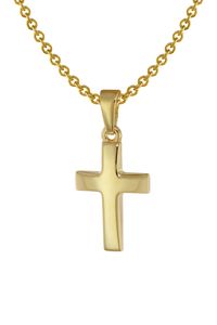 trendor 75692 Kreuz Anhänger für Kinder Gold 333 + Halskette Silber vergoldet, 38 cm