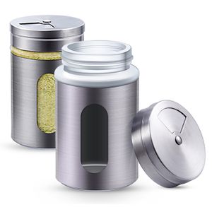 12 Gewürzdosen Silber I Gewürzstreuer Edelstahl Set 80ml I Mit Sichtfenster - 3 fach Streuregulierung I Gewürzgläser für Gewürze / Kräuter