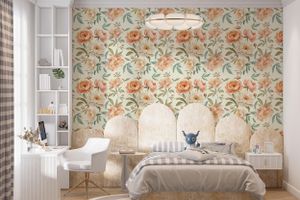 DECO WALLS Béžové kvety Tapeta na stenu do detskej izby - výnimočná odolnosť XXL 240x360 cm