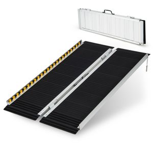 COSTWAY Auffahrrampe 122x74cm, Rollstuhlrampe bis 272kg mit Anti-Rutsch, Schwellenrampe Alu klappbar