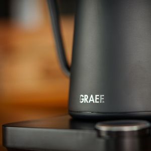 Graef GK502 Wasserkocher 0,9 L 1200 W Edelstahl Schwarz-matt Warmhaltefunktion