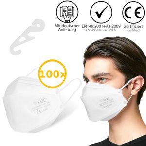 100x FFP2 Atemschutzmaske Maske Mundschutz 5 lagig CE Nase Mund Schutz Masken Gesichtsschutz