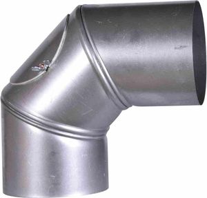 FIREFIX A110/BU Ofenrohrbog.90° FALØ110mm drehbar mit Tür, grausilber