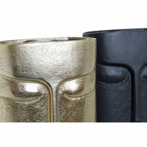 Vase DKD Home Decor Golden Gesicht Aluminium Dunkelgrau Moderne (2 Stück) (15 x 6 x 23 cm)