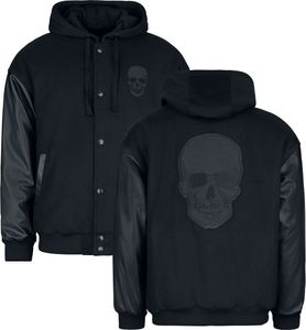Black Premium by EMP Herren schwarze College Jacke in Woll-Optik mit Totenkopf-Stickerei M Black Premium by EMP Herren schwarze College Jacke in Woll-Optik mit Totenkopf-Stickerei M