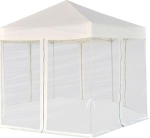 vidaXL Sechseckiges Pop-Up Festzelt 6 Seitenwände Cremeweiß 3,6×3,1 m