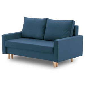 Sofa BELLIS 152 x 90 mit Schlaffunktion - Schlafsofa mit Bettkasten - Farben zur Auswahl - STOFF MONOLITH 77 Dunkelblau
