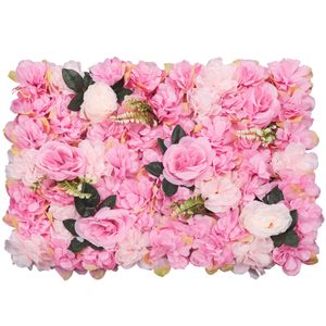 12 Stück Künstliche Blumenwand 40x60cm Rosenwand Kunstblumen Panel Pflanzenwand für DIY Hochzeit Party Foto Requisiten Hintergrund Dekoration (Rosa)