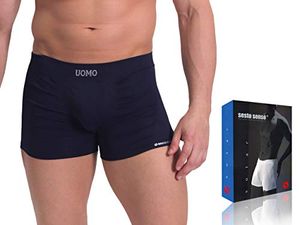 Sesto Senso Pánské boxerky SOLAR Bezešvé spodní prádlo Flexibilní pánské elastické - Tmavě modrá - L/XL