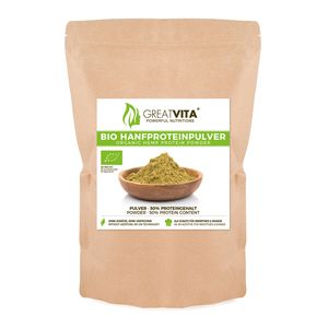 GreatVita | Hanfprotein Pulver 1000g, hoher Proteingehalt, natürliches Protein