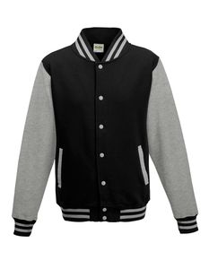 Just Hoods Herren Varsity Jacket Sweatjacke JH043 jet black/heather grey M