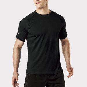 Herren T-Shirt Sportshirt Funktionsshirt Kurzarm Laufshirt Atmungsaktiv Kurzarmshirt Sports Shirt Männer Trainingsshirt für Running Jogging Gym Schwarz L