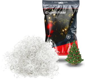 Weihnachtswunder® 5x Engelshaar silber gelockt - Lametta für Weihnachten Advent Deko Dekoration