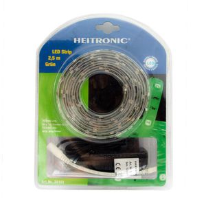 Heitronic LED SMD Strip Streifen 2,5m IP20 18W Grün mit Endkappen & Steckernetzteil