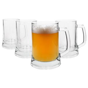 4x 500ml Glas Bierkrüge - Groß Pint Halbliter Birthday Trinken Krug Cup Stein Gläser mit Griff Set - Von Rink Drink