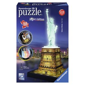 RAVENSBURGER Osvetlené 3D puzzle Night Edition Socha slobody 108 dielikov
