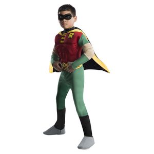 Teen Titans - "Deluxe" kostým '" 'Robin' - chlapecký BN5483 (batole) (zelený/červený/žlutý)