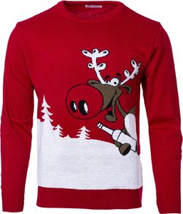 Świąteczny sweter z reniferem Drunk Reindeer czerwony S