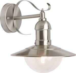 BRILLIANT hängende Wandlampe ARTO | Spritzwassergeschützte Wandleuchte für den Außenbereich in Edelstahl-Optik | Metall/Kunststoff | 1x E27 Fassung max. 60W