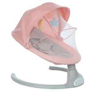 GOKOO Elektrisch Babywippe Babyschaukel 5 Schaukel Geschwindigkeiten + Moskitonetz und Fernbedienung, Farbe: Pink