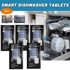 5 Kasten (30 Stück) Spülmaschinen Tabs, Spülmaschinen Reinigungstabletten, Entfernt Kalkablagerungen zur Pflege von Küchengeschirr