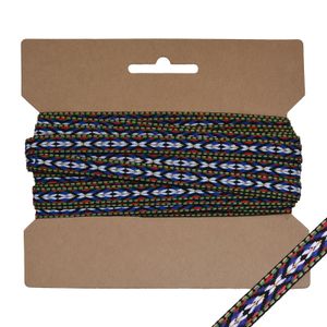 10m Dekoband Webband, B 10mm - Indianer - gewebtes Band, mehrfarbig, Farbwahl, Farbe:schwarz