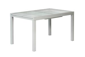 Merxx Gartentisch ausziehbar 160/220 x 90 cm - Aluminiumgestell Silber mit matter Glasplatte