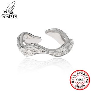 SSTEEL Personalisierte Unregelmäßige Wellenringe Für Frauen 925 Sterling Silber Verstellbarer Verlobungsring Schmuck