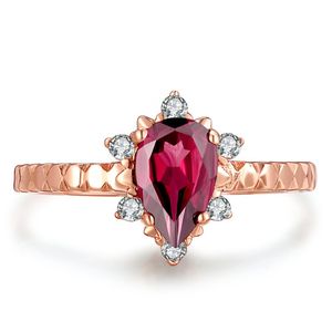 925 Sterling Silber Ring Granat Edelsteine ??Ring für Frauen 18K Rose vergoldet Ehering edlen Schmuck LMRI024