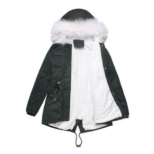 Damen Jacke Dicker Fleece Outwear Warmer Winter Kapuzenmantel Parka Mantel,Farbe: Dunkelgrün,Größe:XXL