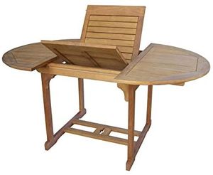 Gartentisch DALIA, Holztisch aus kontrolliertem Eukalyptusholz, 120-180/120 cm, ausziehbar, oval