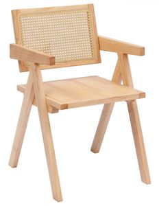 Stuhl aus Massivholz und Rattan Braun
