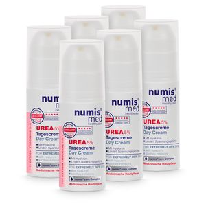 numis med Tagescreme mit 5% Urea - Hautberuhigende Gesichtscreme für beanspruchte Gesichtshaut - Hautpflege 6x 50 ml