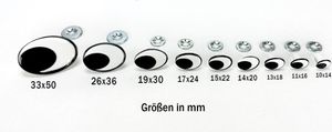 1 Paar Comic Sicherheitsaugen, Kunststoff Comic Augen 11x16mm