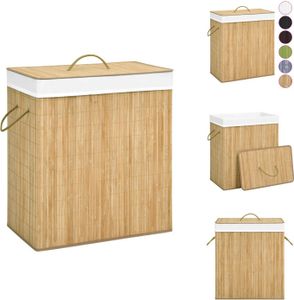 vidaXL Bambus-Wäschekorb mit 2 Fächern 100 L -  Wäschekörbe