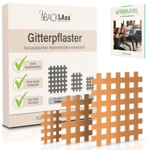 BACKLAxx® Gittertape - 140 Stück  Gitterpflaster Set in 3 Größen Typ a b c - GRATIS umfangreiches eBook mit über 60 Anwendungsbeispielen