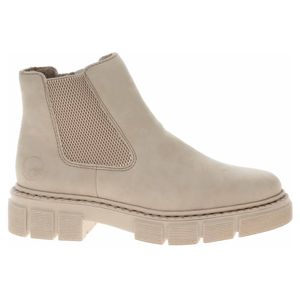 Rieker Damen Chelsea Boot trendy Stiefelette Bulky Sohle Reißverschluss M3854, Größe:42 EU, Farbe:Beige