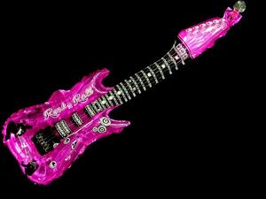 Aufblasbare Folien Luftgitarren Rock n Roll alle Farben, Farbe wählen:pink