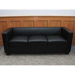 3er Sofa Couch Loungesofa Lille  Leder, schwarz