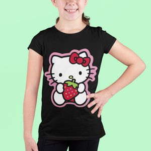 Bawełniana koszulka organiczna Hello Kitty Japanese Kitten Kid Strawberry